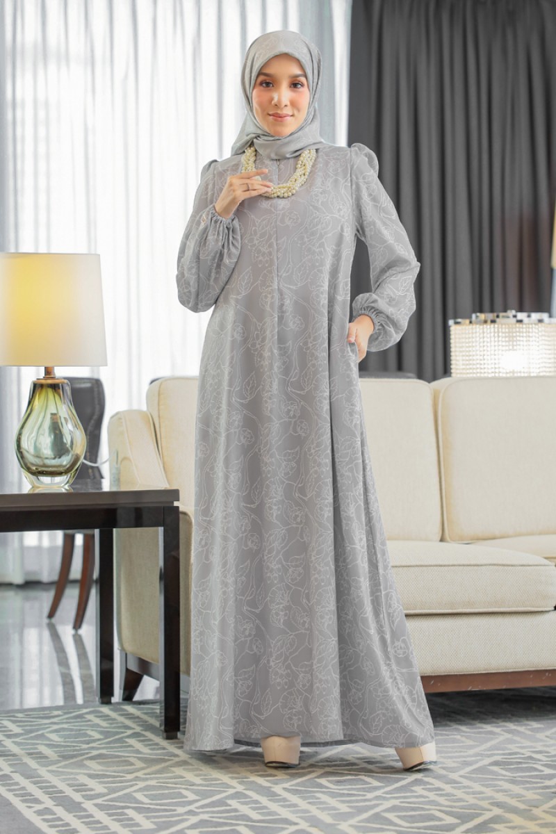 Jubah Royal - Fleur Cloud Grey