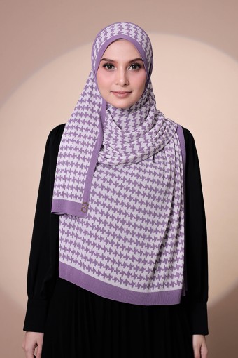 Houndstooth Pleated Shawl - Lavender Frost